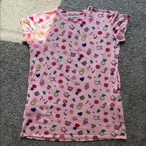 Pink Holiday Print Short Sleeve night gown